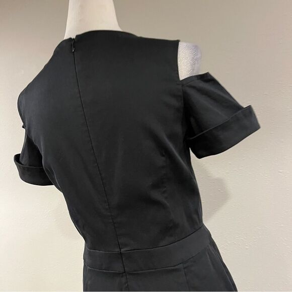 Ava & Aden Elegant Black short sleeve Cold Shoulder mini Dress size 6 - Picture 7 of 13